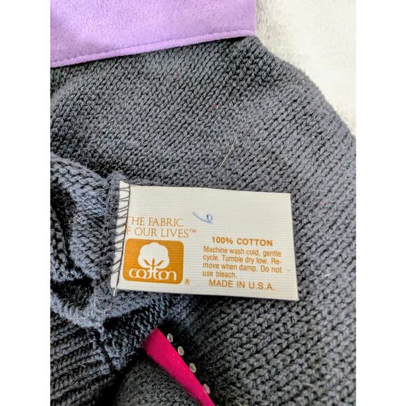 Vintage Talk of the Walk Atlantic City 100% Cotton Sweater Suede Appliqué S - Picture 8 of 8